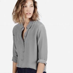 Gray silk Everlane long sleeve button down